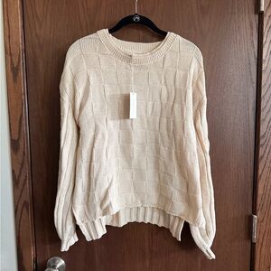 Z Supply Cream Textured Crewneck Sweater